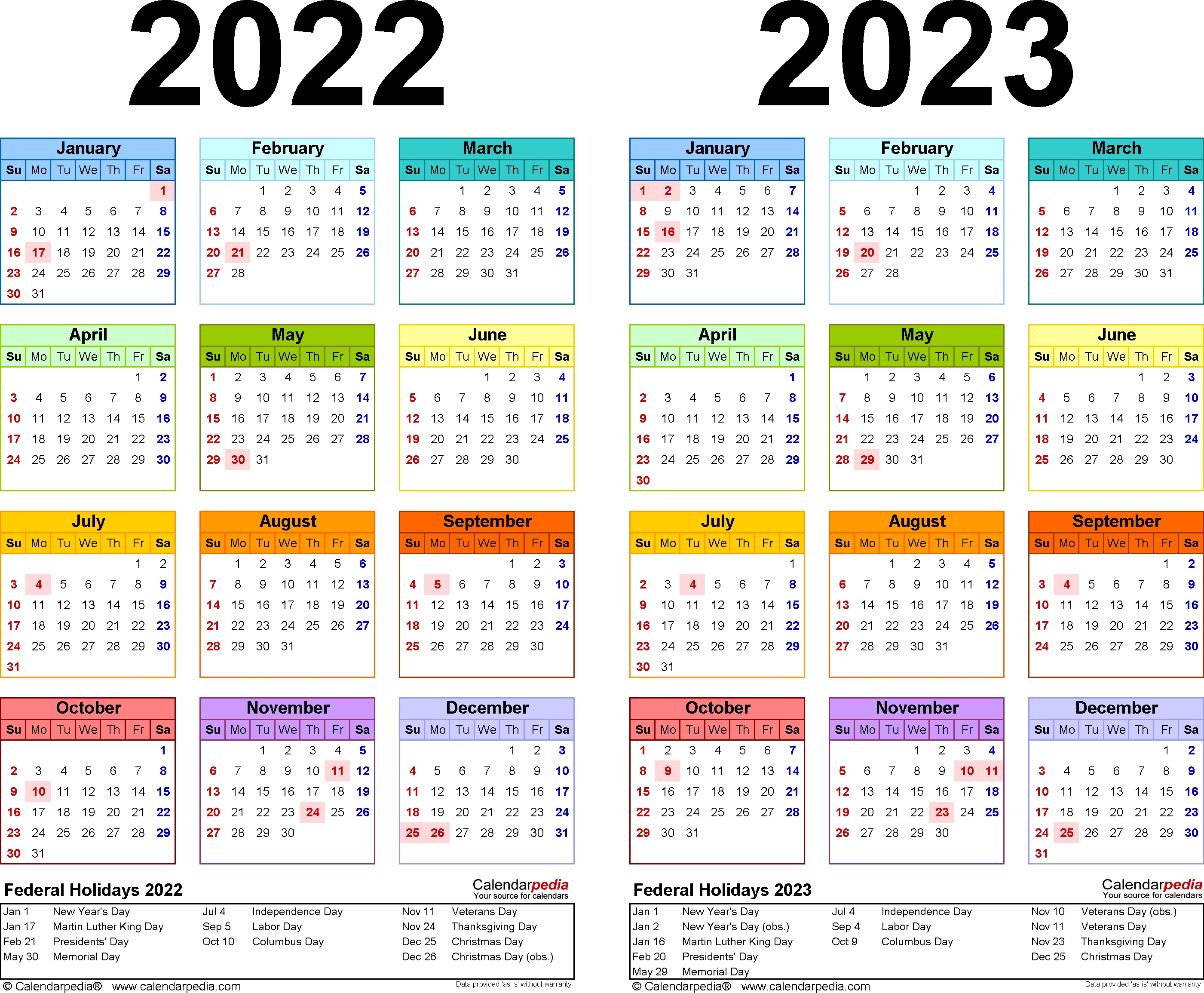 2022-2023 Two Year Calendar - Free Printable Pdf Templates