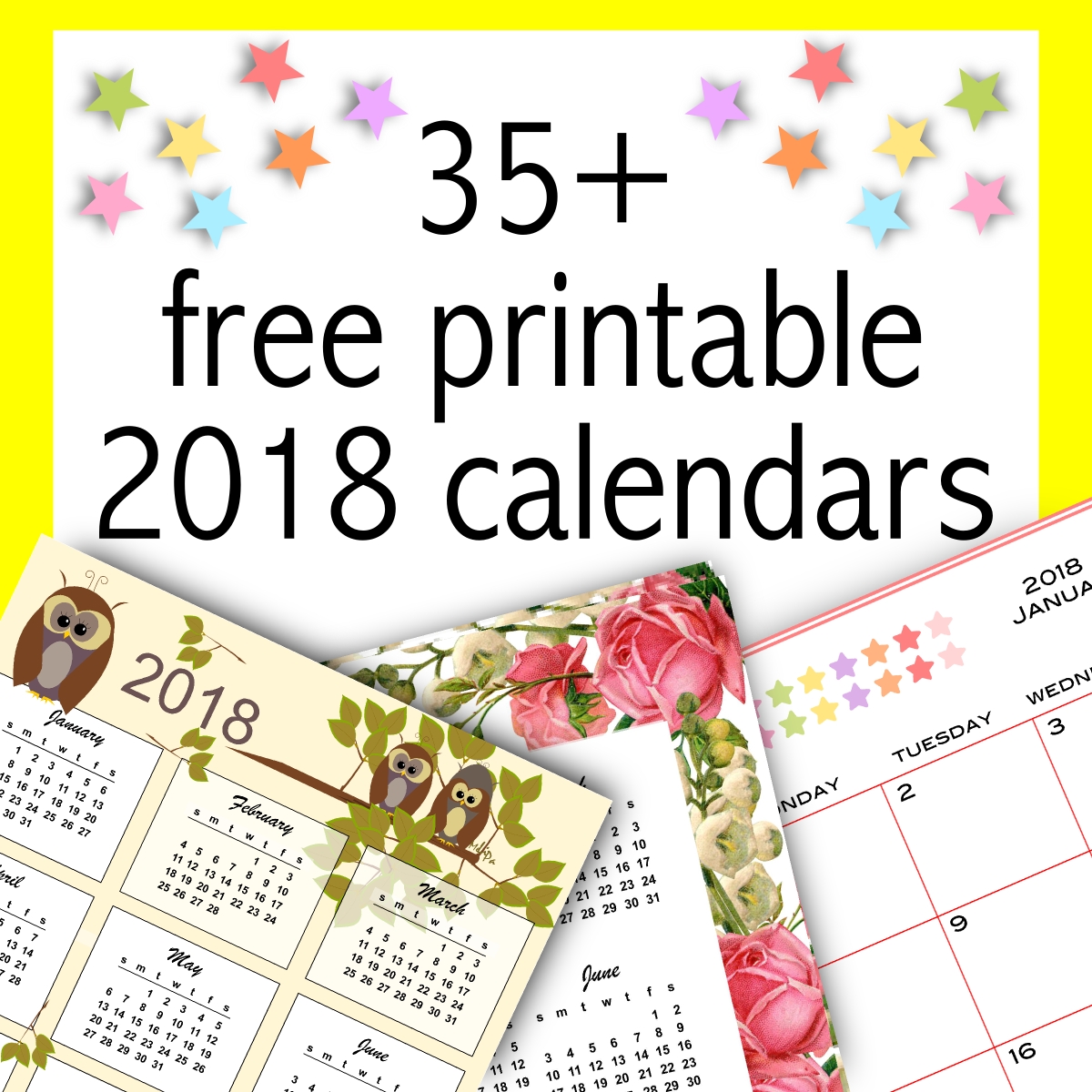 35+ Free Printable 2018 Calendars - 2018 Kalender - Round-Up