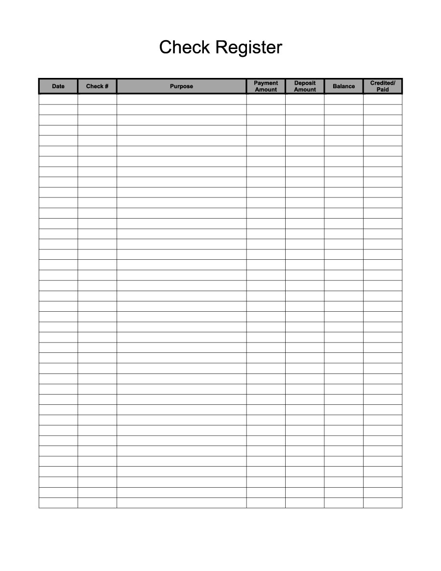 40+ Check Register Template Download [Word, Excel, Pdf] 2019