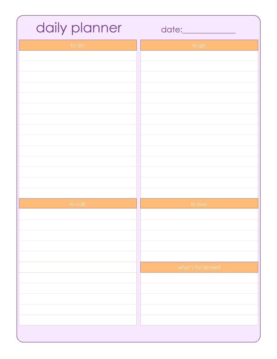 47 Printable Daily Planner Templates (Free In Word/excel/pdf)