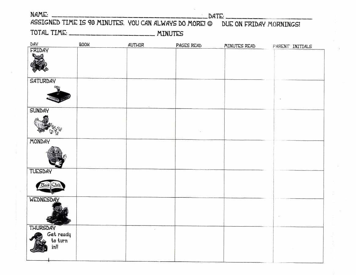 47 Printable Reading Log Templates For Kids, Middle School