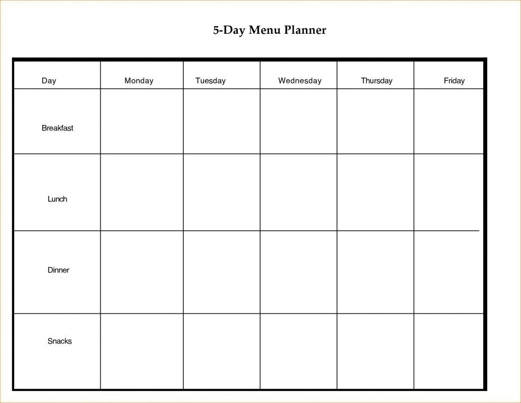 5 Day Monthly Calendar Template 2019 • Printable Blank