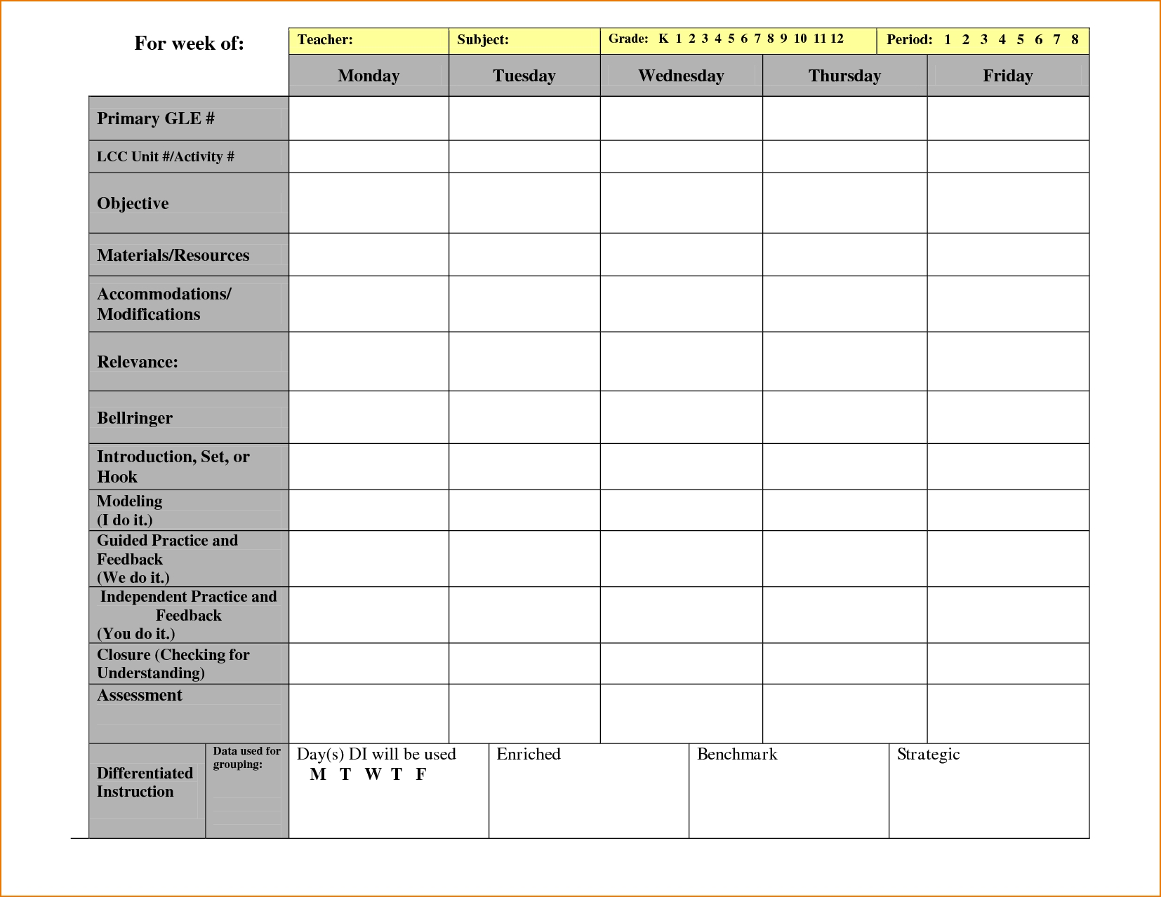 5+ Free Lesson Plan Template | Teknoswitch