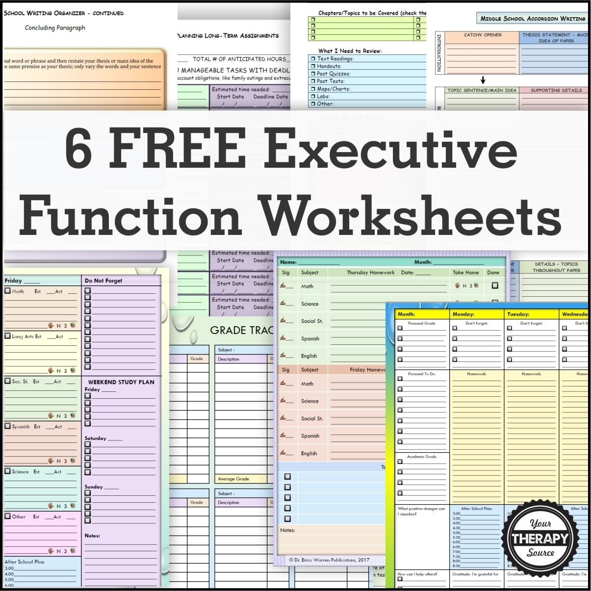 6 Free Executive Functioning Activity Worksheets - Your