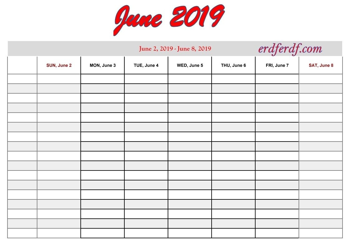 6 June Free Printable 2019 Calendar With Week Numbers | 2019