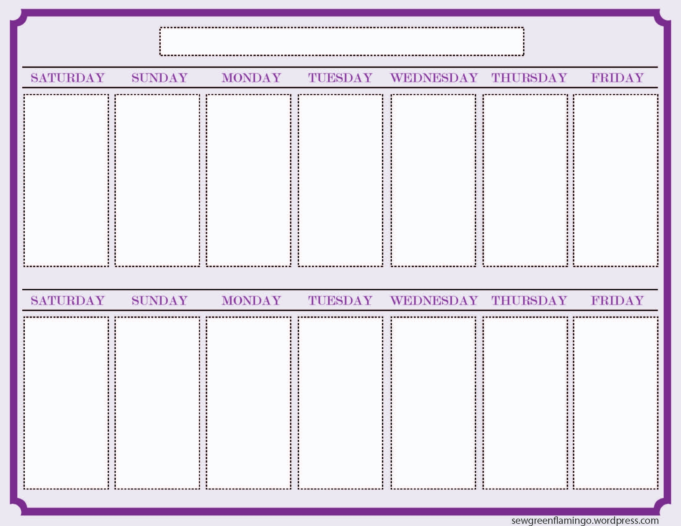 7 Best Images Of 2 Week Calendar Template Printable