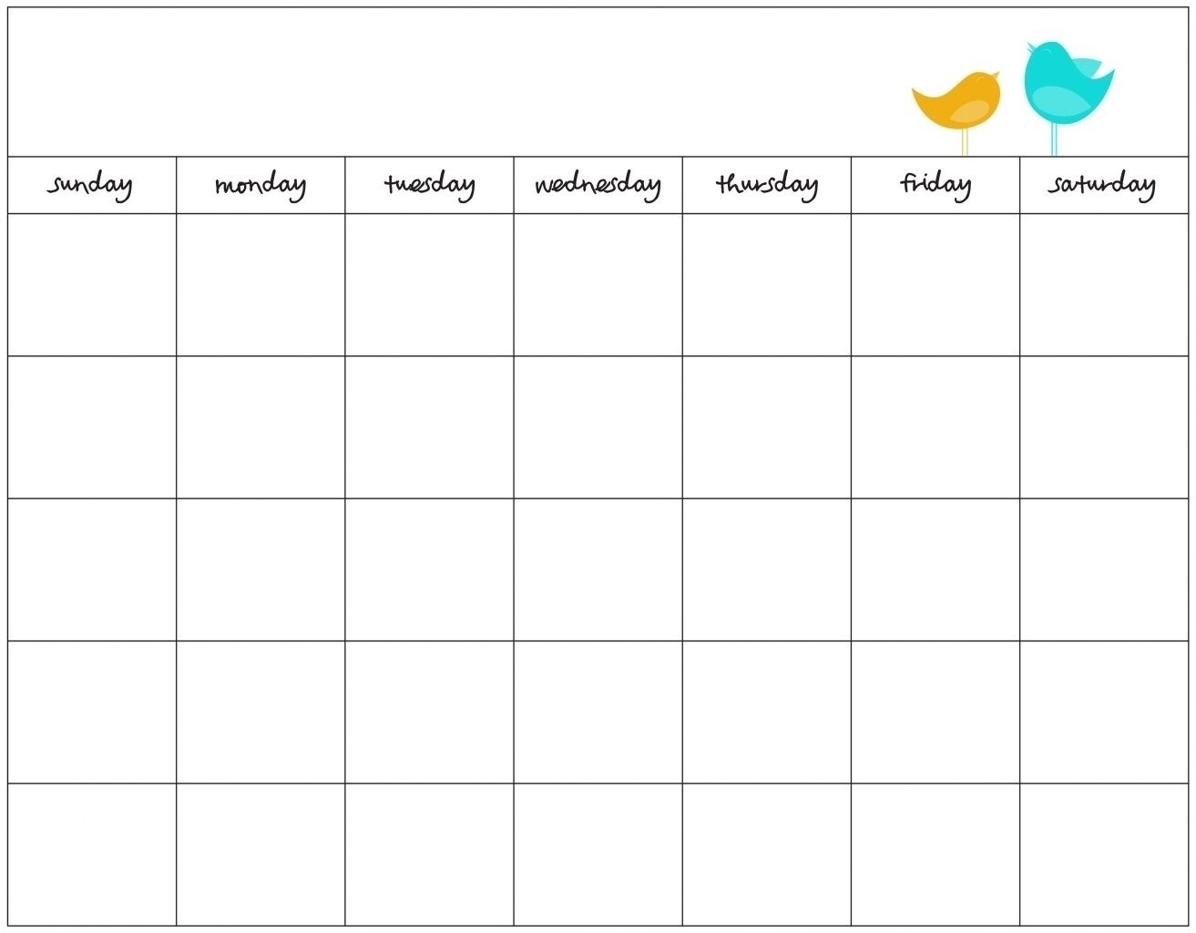 Printable 7 Day Weekly Calendar