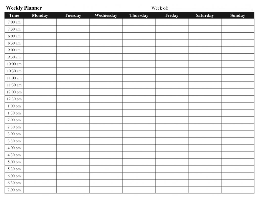 7 Day Schedule Template Printable Printable Templates