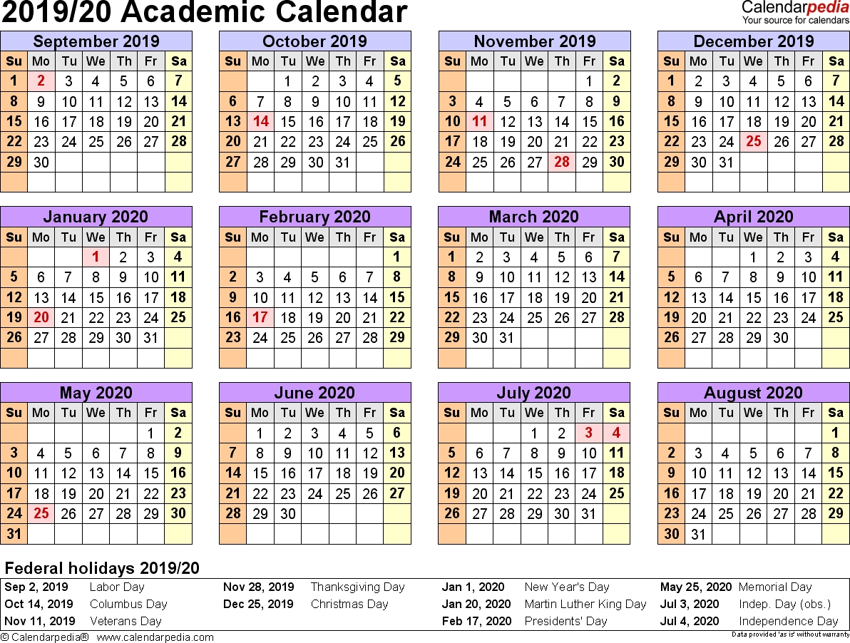 Academic Calendars 2019/2020 - Free Printable Excel Templates