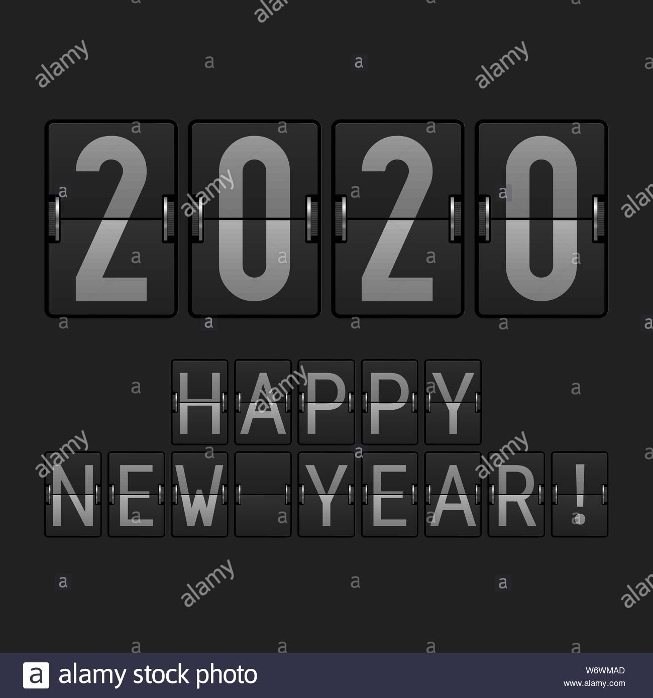 Airport Display Font. 2020 Big Numbers. Happy New Year 2020