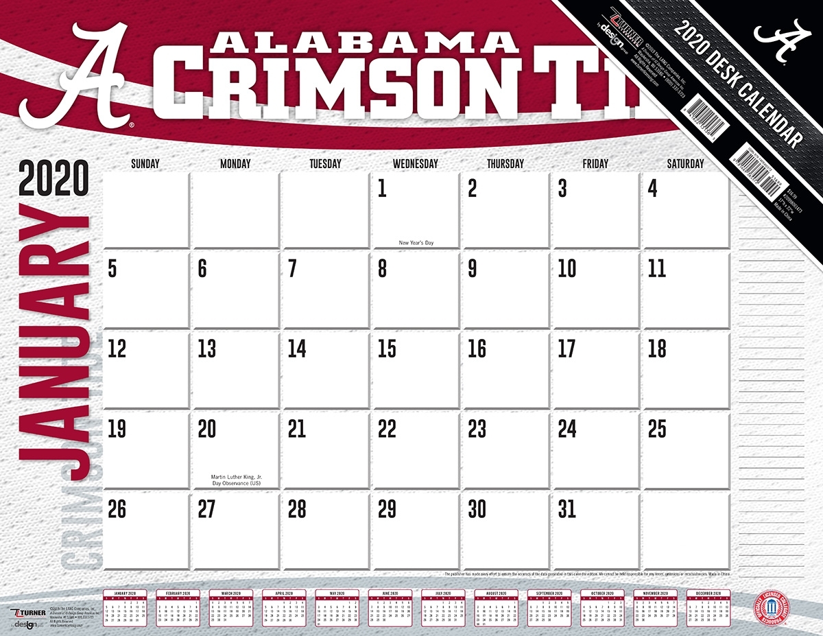 Alabama Crimson Tide 2020 Ncaa 22 X 17 Desk Calendar - Buy At Khc Sports