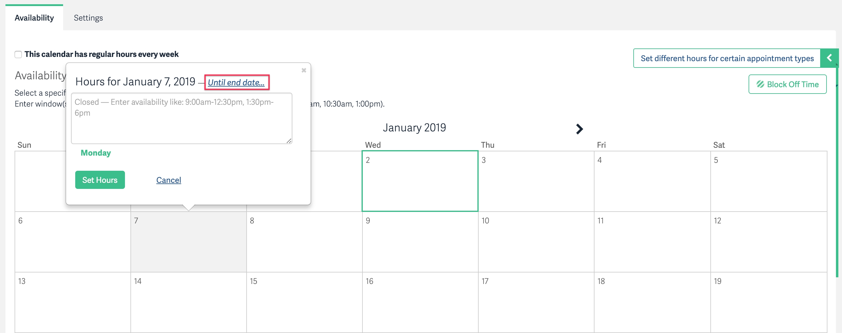 Alternating Hours Every Other Week – Acuity Scheduling