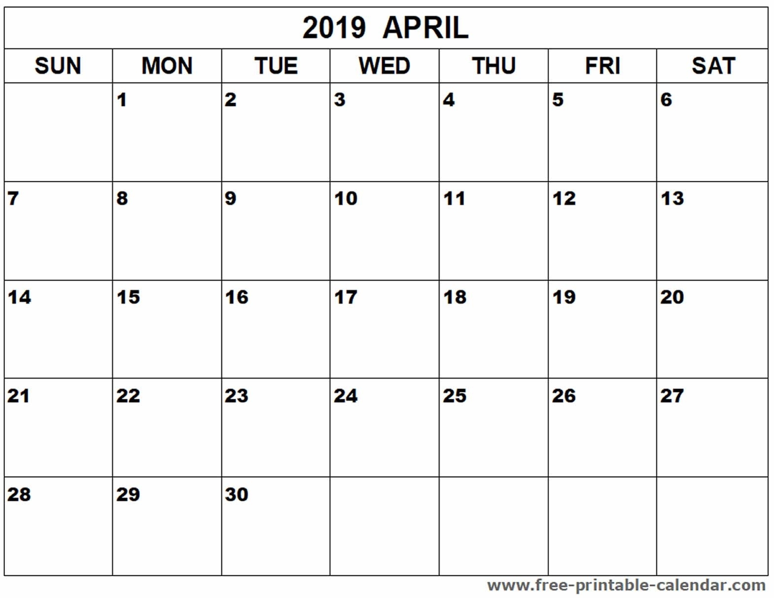 April 2019 Calendar Printable - Free-Printable-Calendar