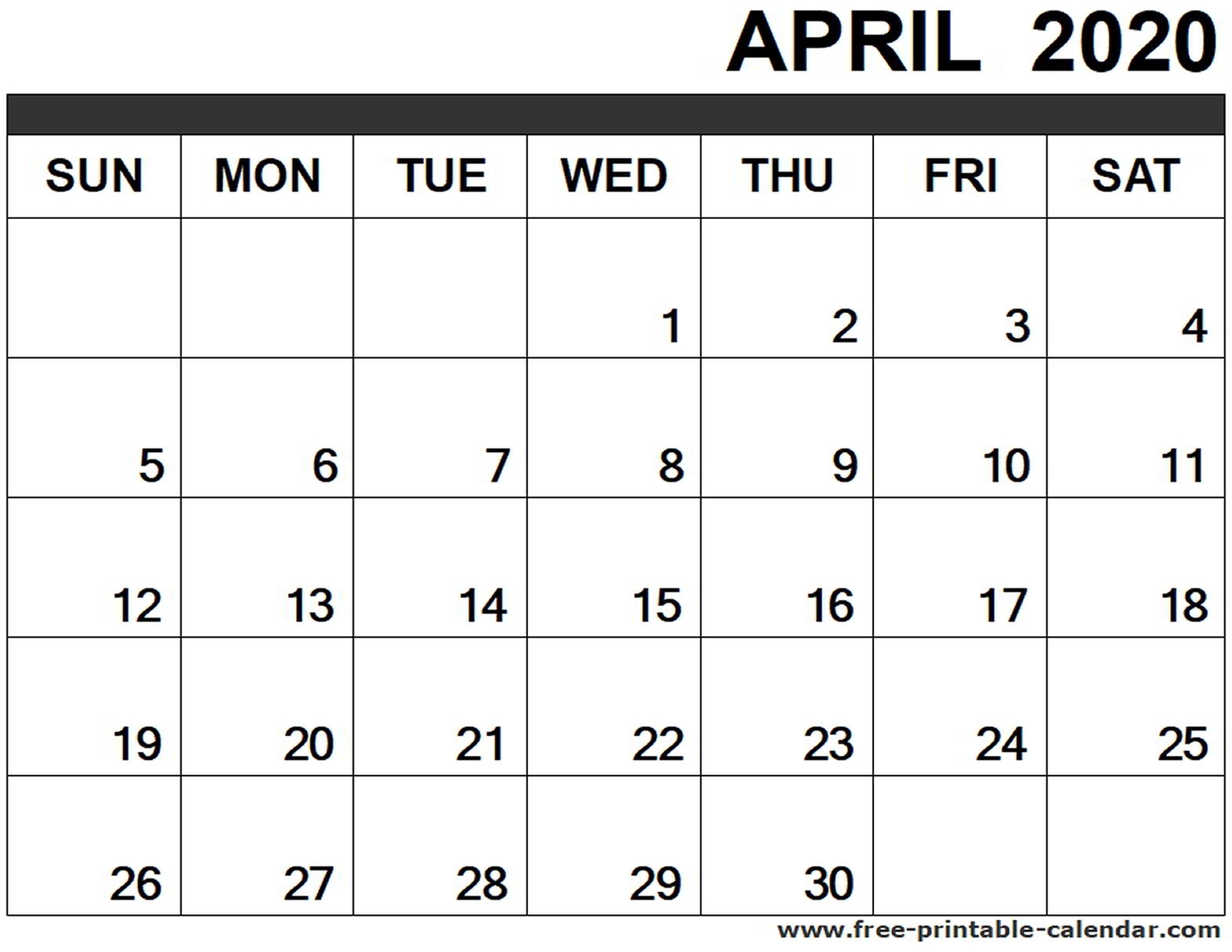 April 2020 Calendar Printable - Free-Printable-Calendar