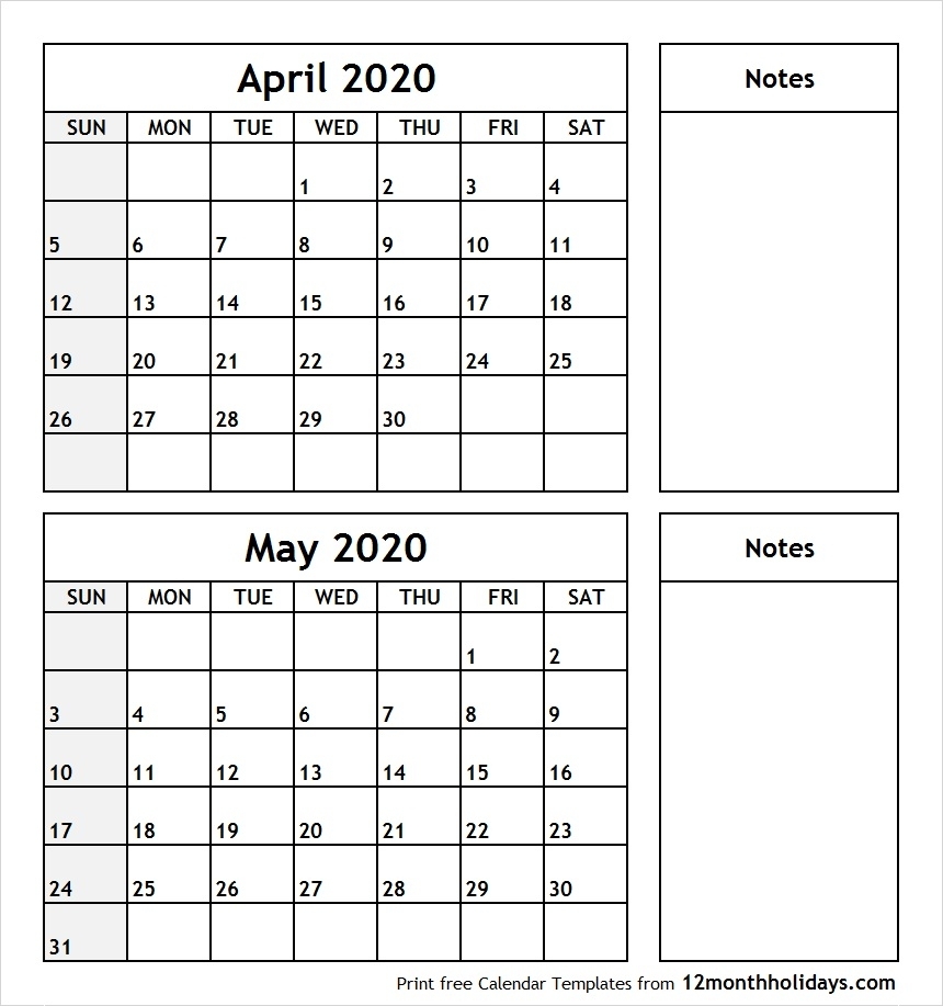 April-May-2020-Printable-Calendar - All 12 Month Calendar