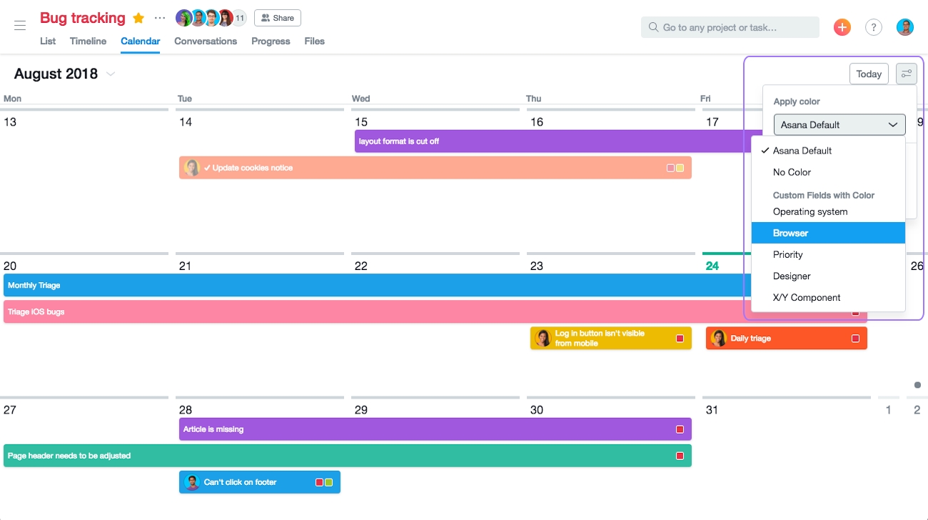 Asana Calendar View Options | Product Guide · Asana