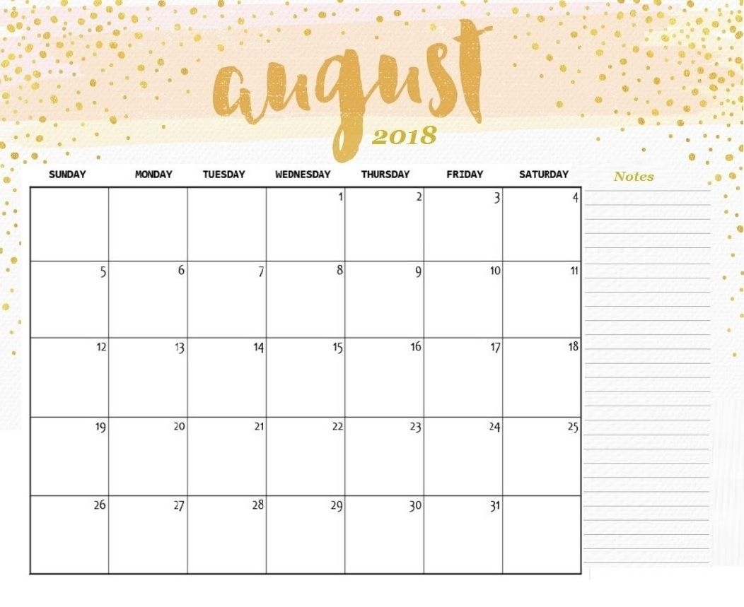 August 2018 Calendar Editable | 2018 Printable Calendar