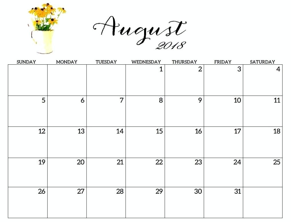 August 2018 Calendar Printable Free For Timeline