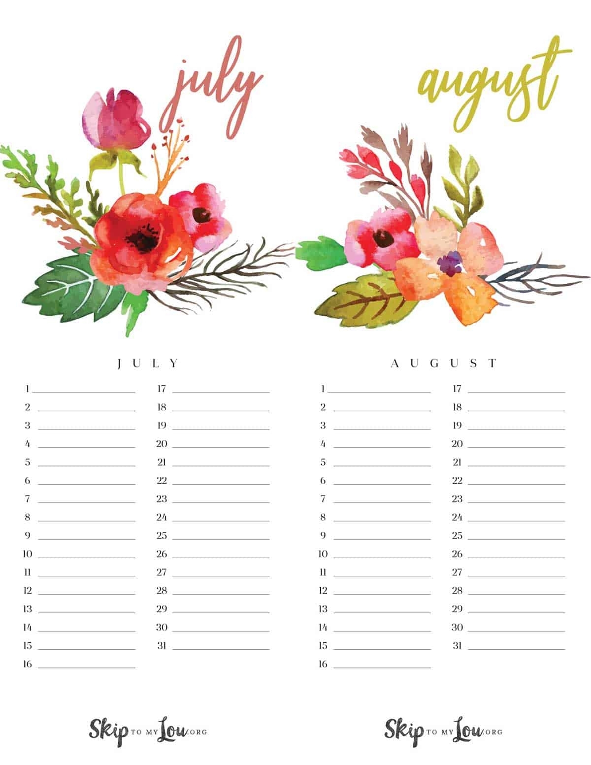 Beautiful 2019 Printable Calendar (Free Download) Updated