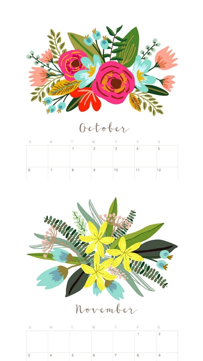 Beautiful Floral 2019 Calendar &amp; Monthly Planner {Free