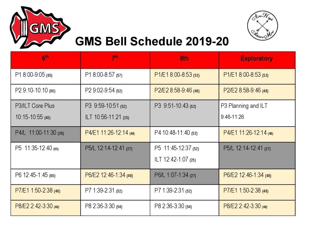 Bell Schedule | Gilbert Middle School