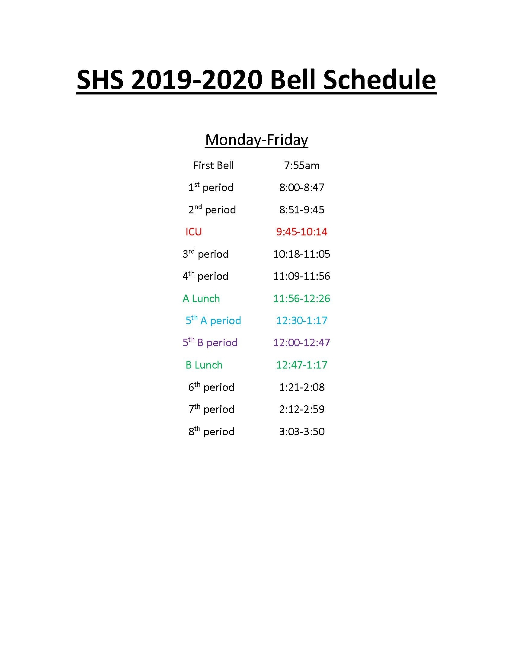Bell Schedule - Slatonisd