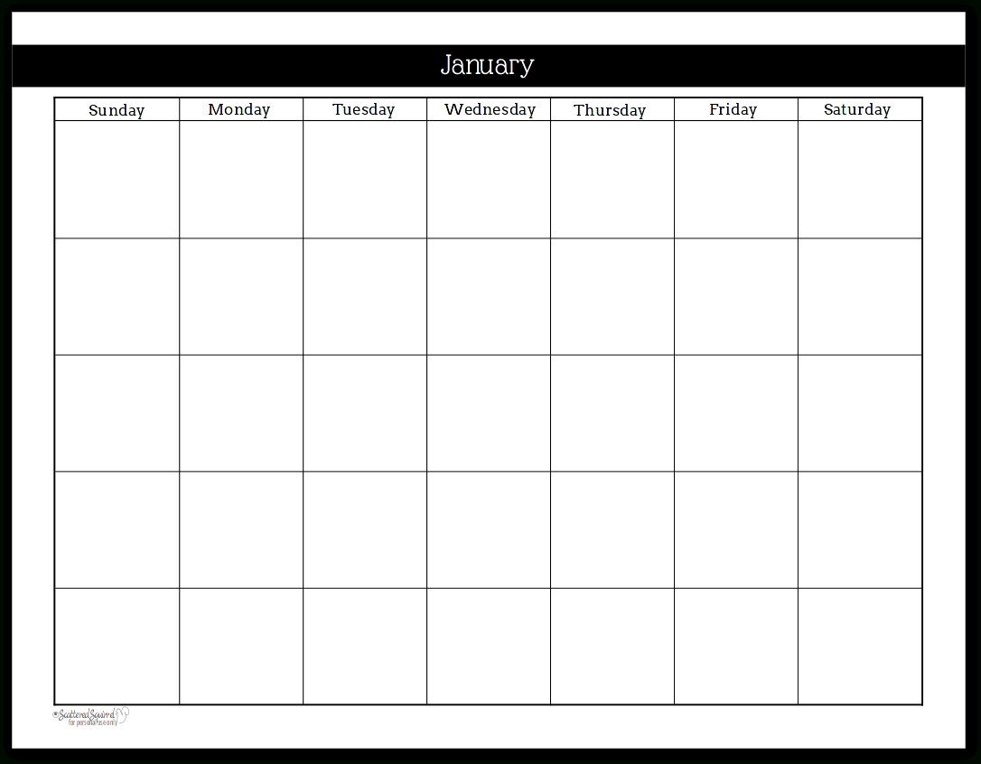 Free Printable Undated Calendar Month Calendar Printable