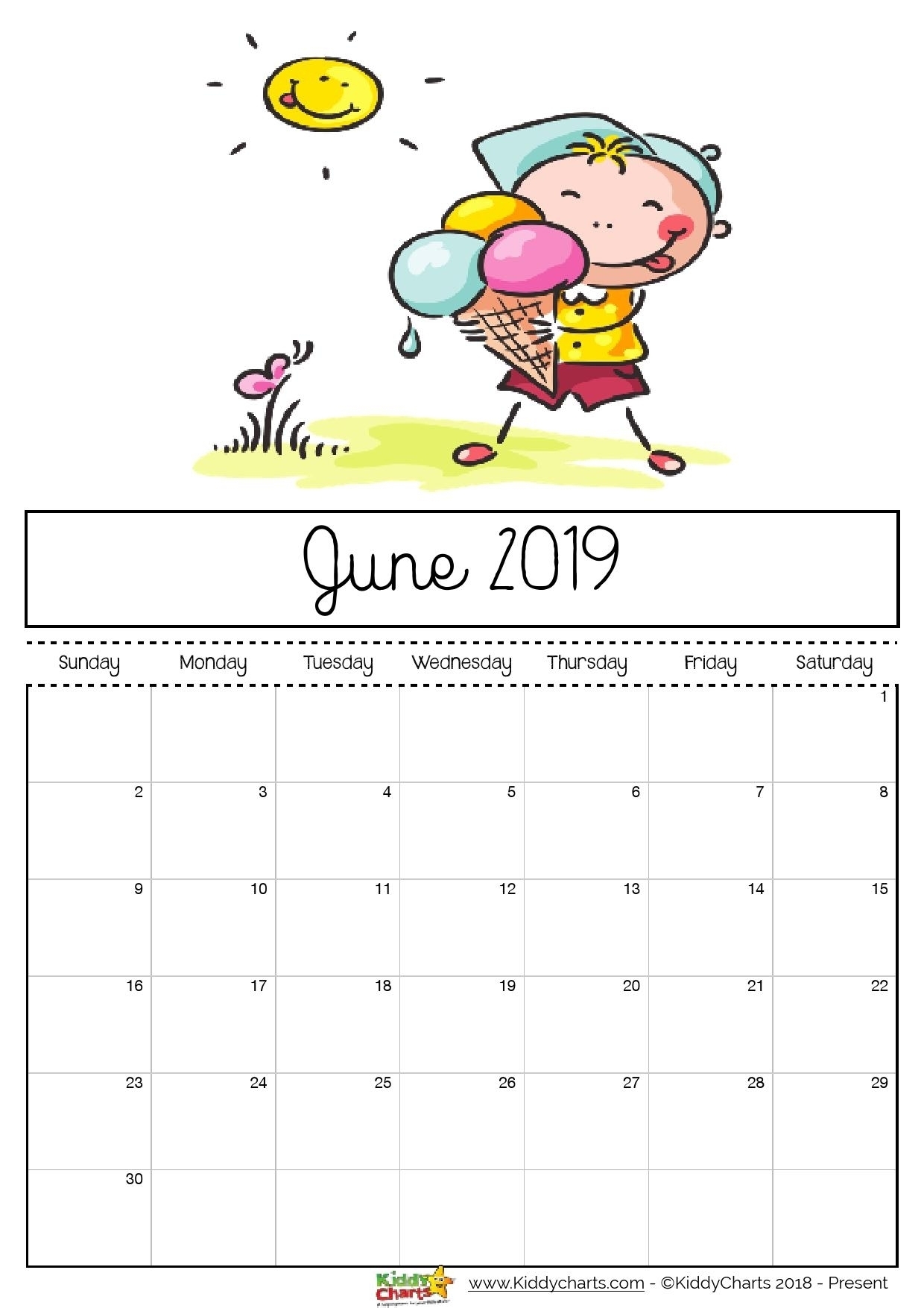 Blank Calendar Kid Friendly | One Page Calendar Printable