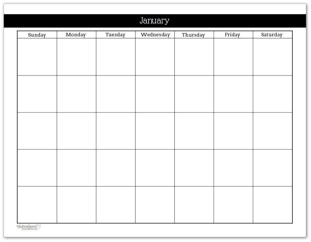 Printable Calendar Without Dates | Month Calendar Printable