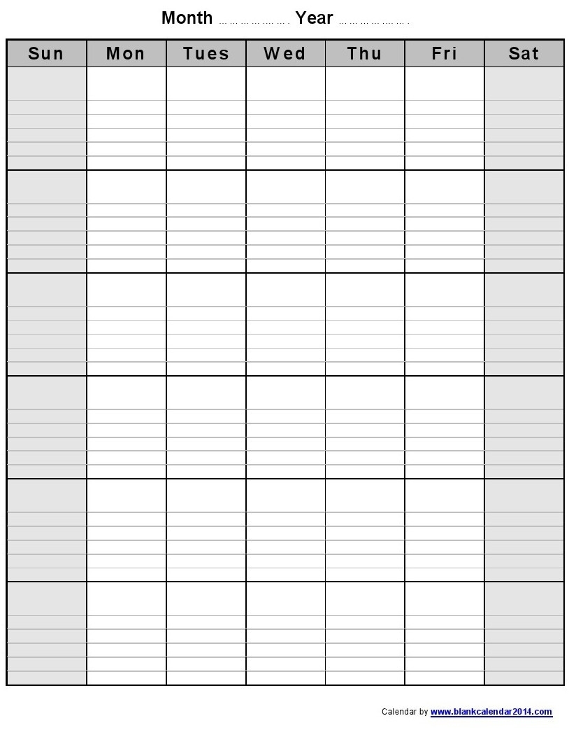 Blank Monthly Calendar With Lines | Gallery Of Calendar