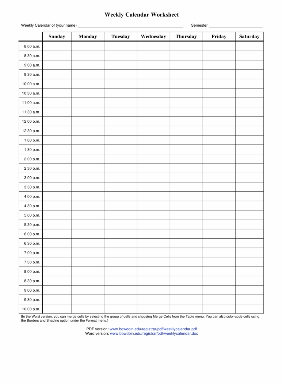 13 Best Printable Weekly Calendar With 15 Minute Time Slots Weekly