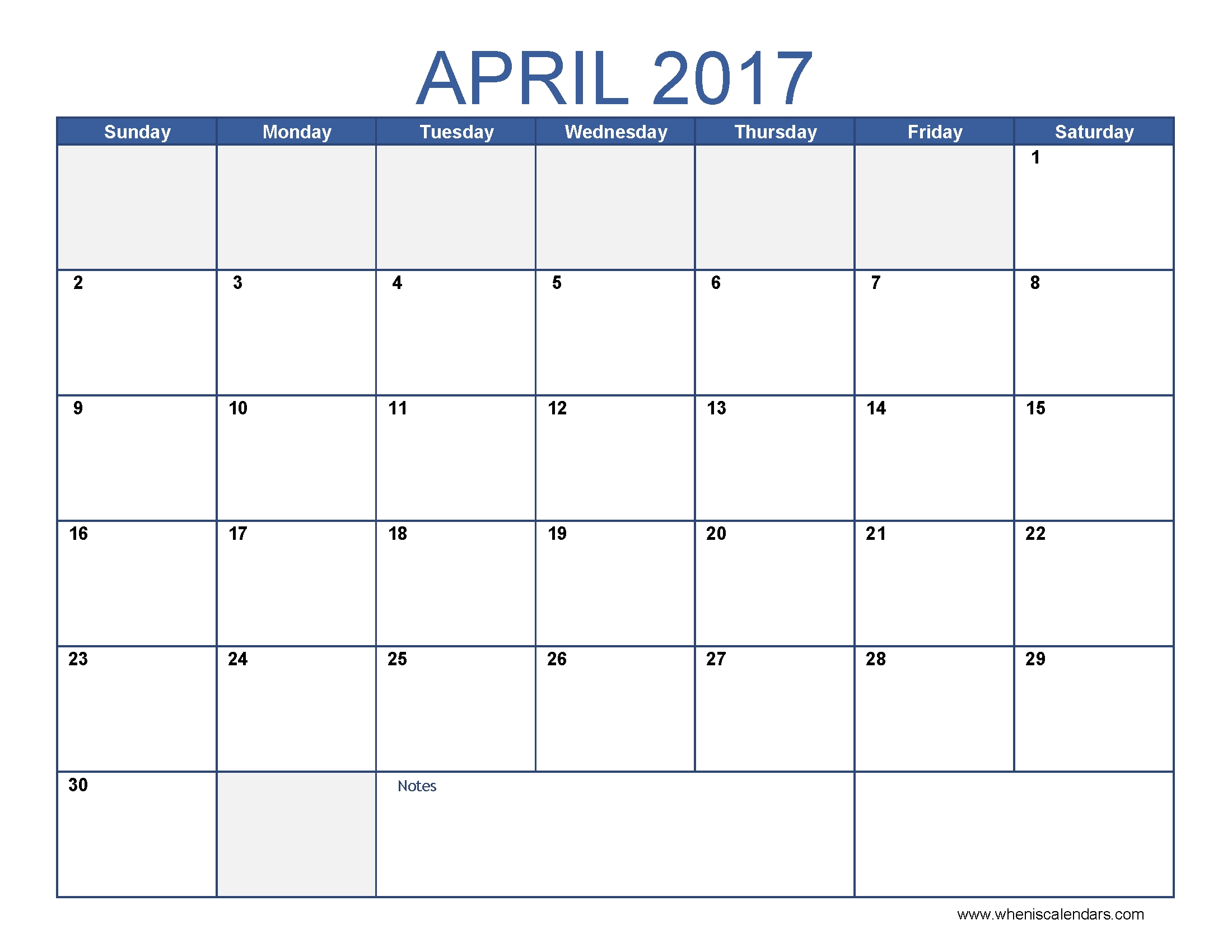 Blue-Printable-Blank-2017-April-Calendar-Template