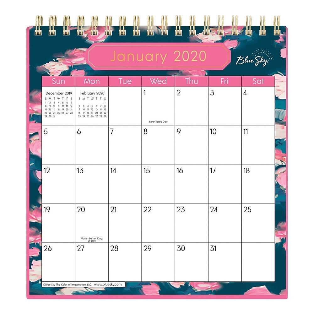 Blue Sky™ Wirebound Desk Calendar With Stand, 6&quot; X 6&quot;, Rosine, January To  December 2020
