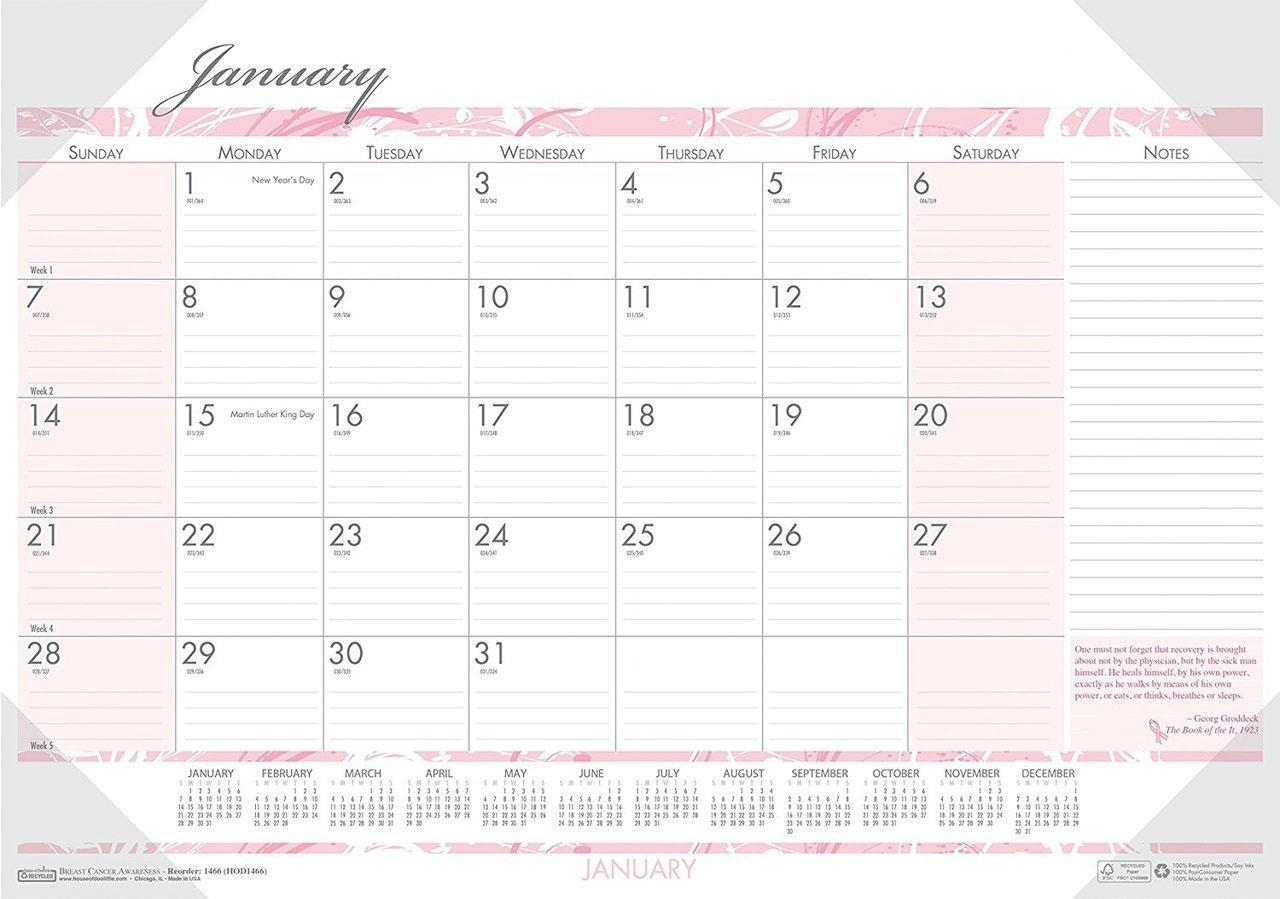 Bulk 2020 Breast Cancer Awareness Desk Pad Calendars, Jan-Dec: Hod1467 (24  Desk Pad Calendars)