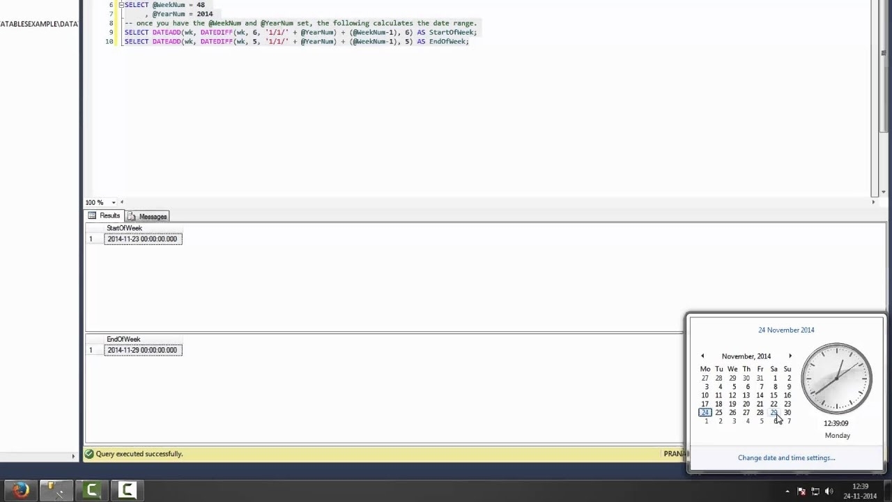 Calculate Sart And End Of Week Using Week Adn Yerar(Sunday Start Date) -Sql  Server