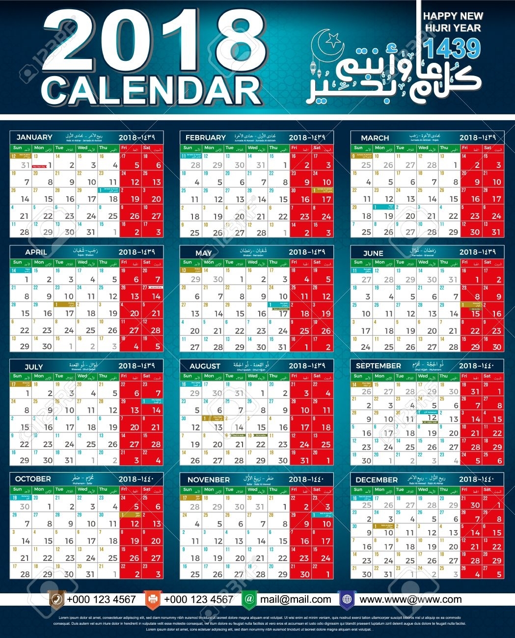 calendar with islamic date