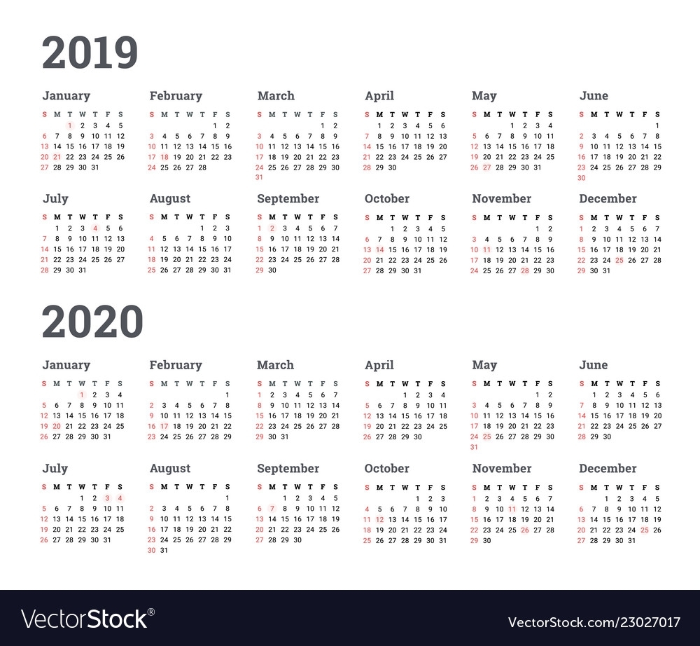Calendar 2019 2020 Year - Wee