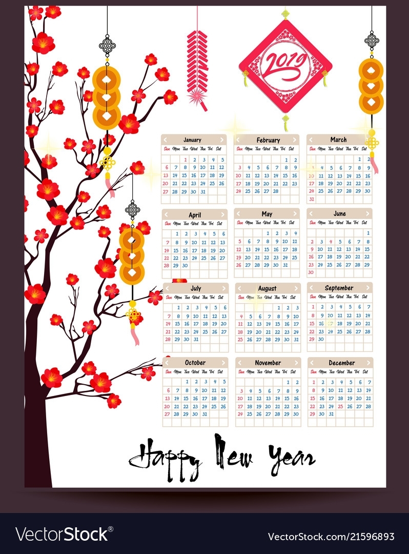 Calendar 2019 Chinese Calendar For Happy New Year