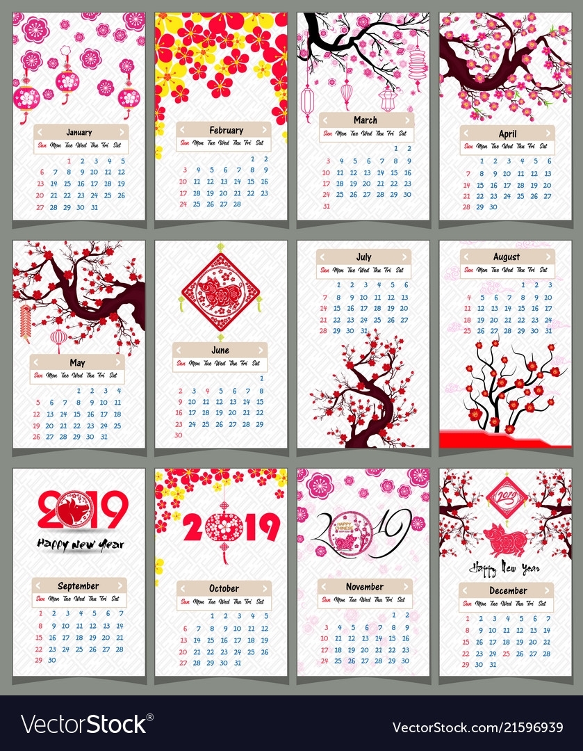 Calendar 2019 Chinese Calendar For Happy New Year