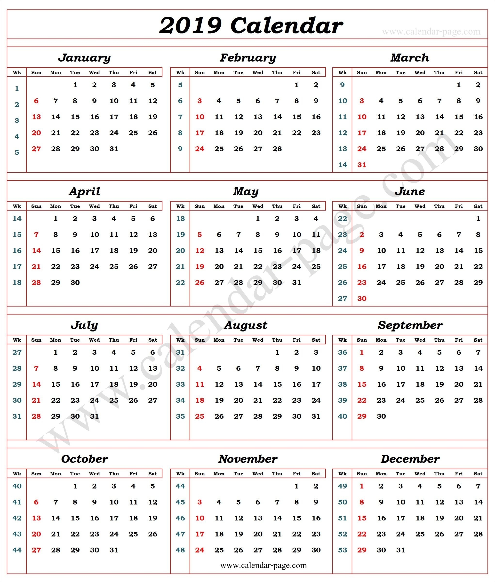 Calendar Week By Week Month Calendar Printable