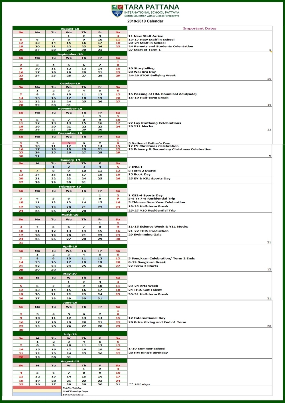 Calendar 2020 Excel Thailand – Get Your Calendar Printable