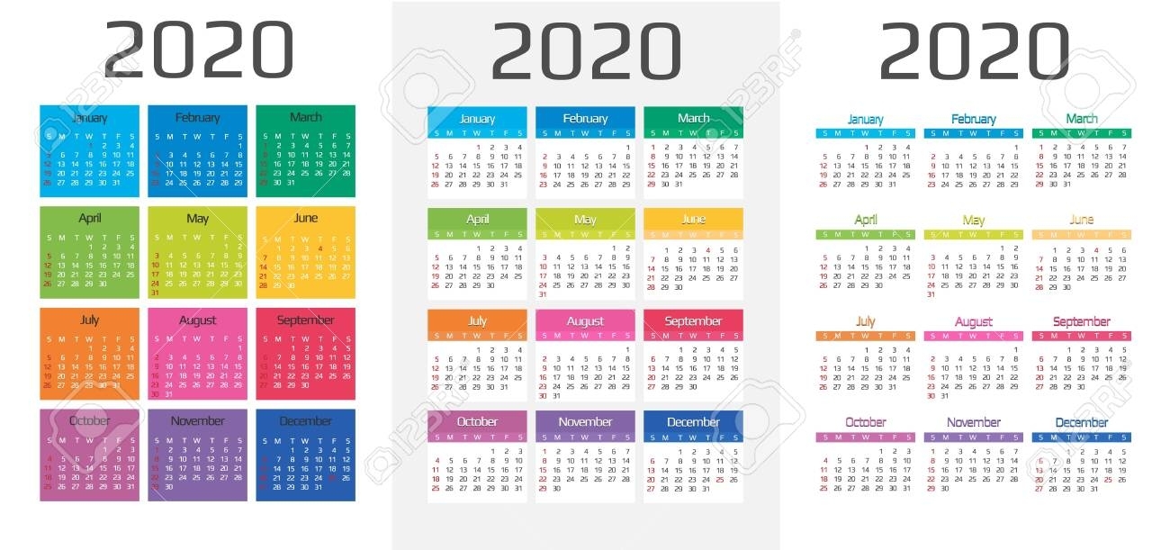Calendar 2020 Template. 12 Months. Include Holiday Event. Week..