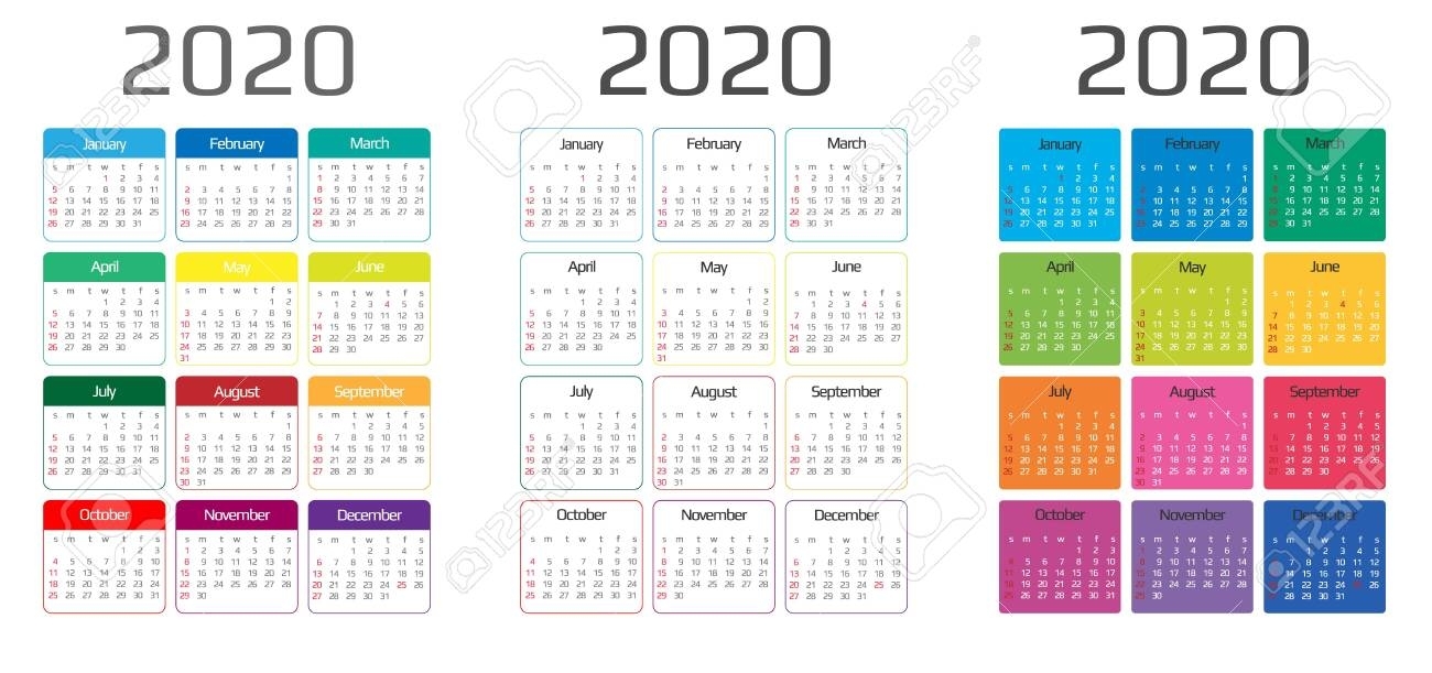 Calendar 2020 Template. 12 Months. Include Holiday Event. Week..