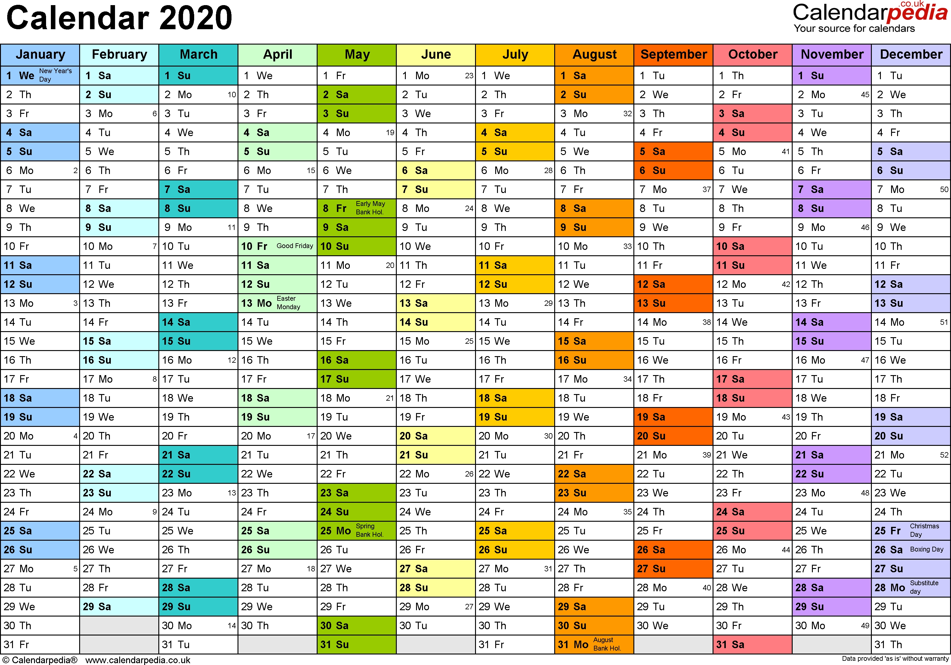 Calendar 2020 (Uk) - 17 Free Printable Pdf Templates