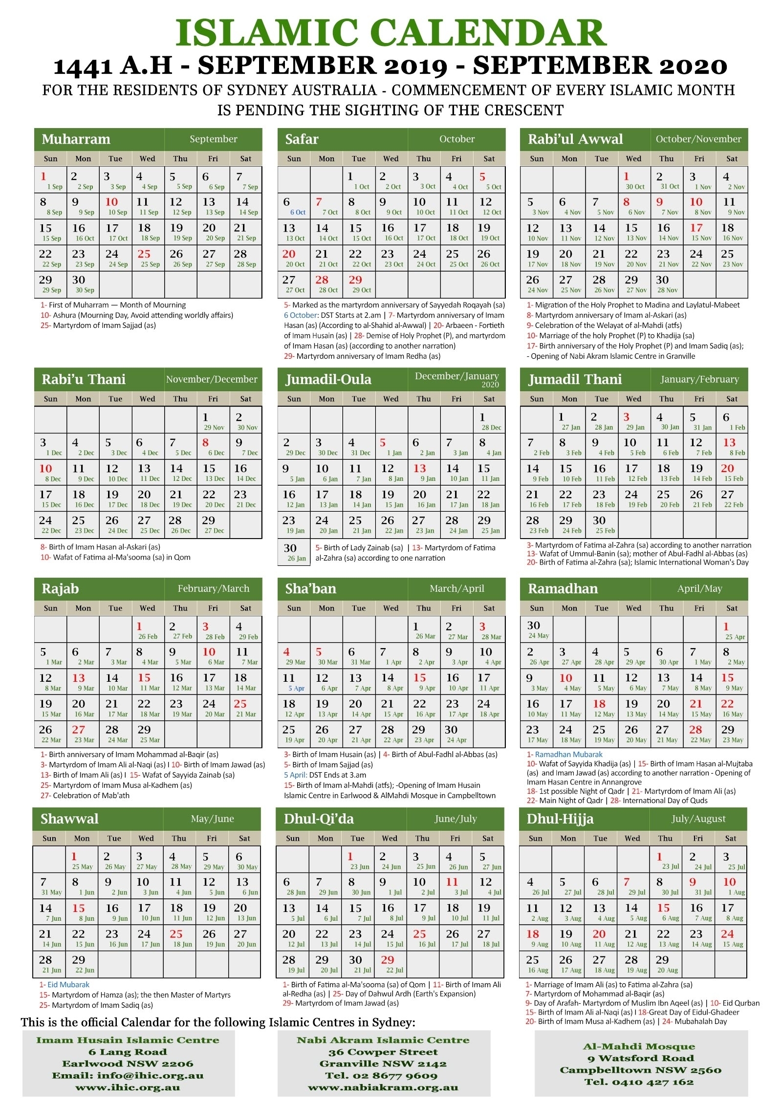 Calendar 2020 With Hijri – Get Your Calendar Printable