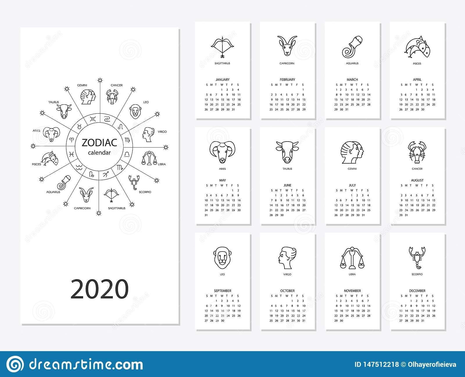 zodiac sign dates and months 2020