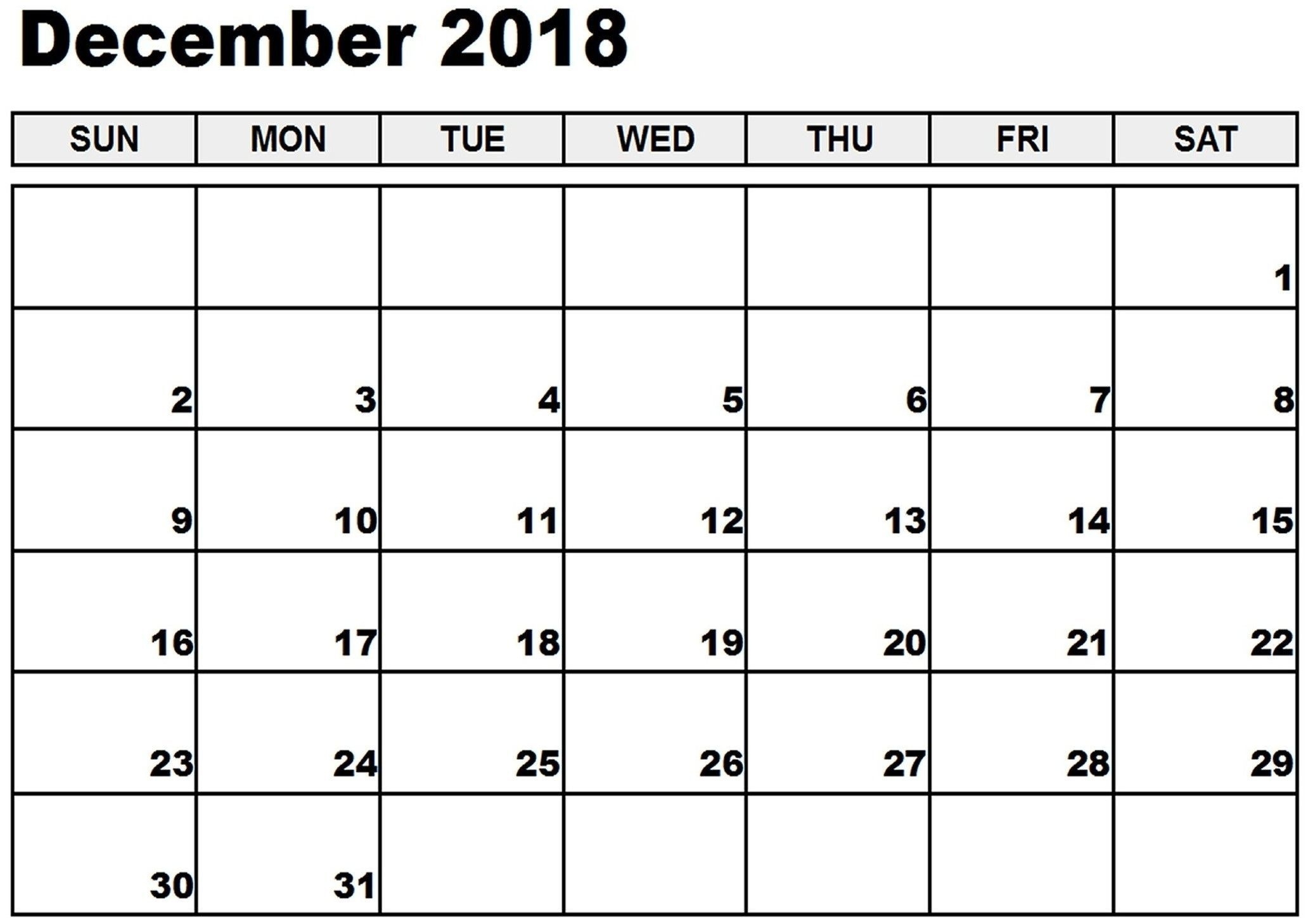 Calendar December 2018 And January 2019 | Free Printable