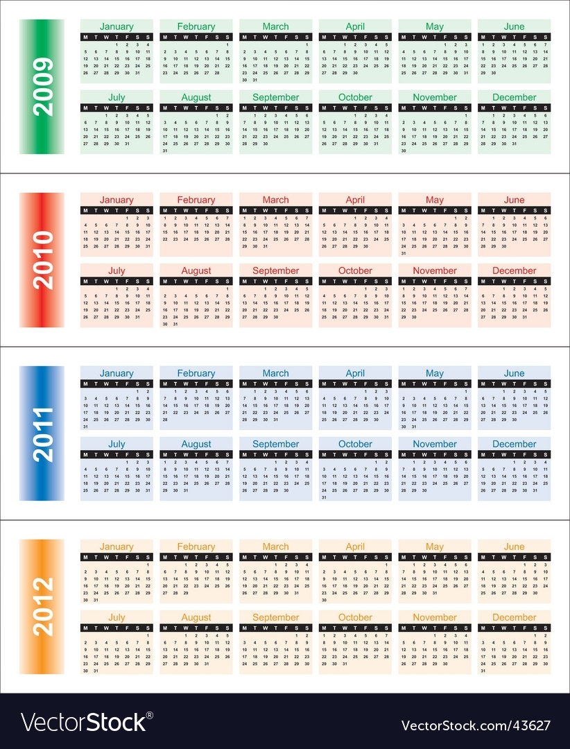 Calendar For 2009-2018