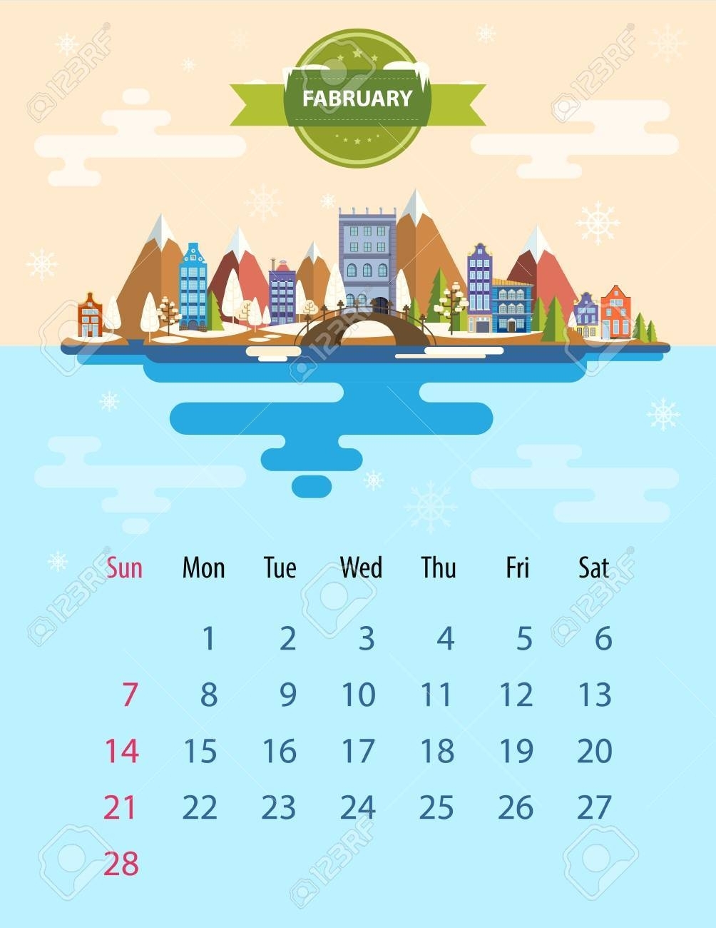 Calendar For 2016 In Letter Format. Style Slim Design. Set 5