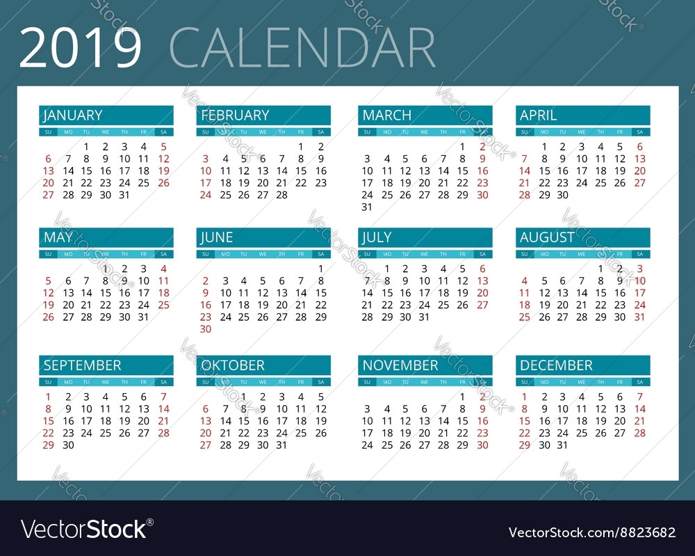 Calendar For 2019 Week Starts Sunday Simple